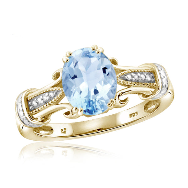 JewelonFire 2 1/2 Carat T.W. Sky Blue Topaz And White Diamond Accent Sterling Silver Ring - Assorted Colors