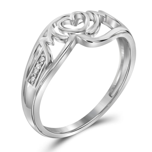 JewelonFire White Diamond Accent Sterling Silver Mother Ring - Assorted Colors