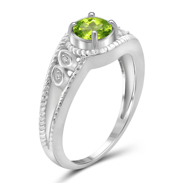 JewelonFire 3/4 Carat T.G.W. Peridot And White Diamond Accent Sterling Silver Ring - Assorted Colors