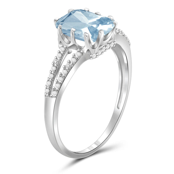 JewelonFire 2.00 Carat T.G.W. Sky Blue Topaz And White Diamond Accent Sterling Silver Ring - Assorted Colors