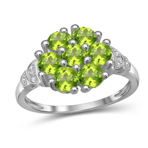 JewelonFire 1 3/4 Carat T.G.W. Peridot And White Diamond Accent Sterling Silver Ring - Assorted Colors