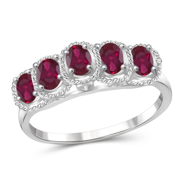 JewelonFire 0.90 Carat T.G.W Ruby Sterling Silver Ring - Assorted Colors