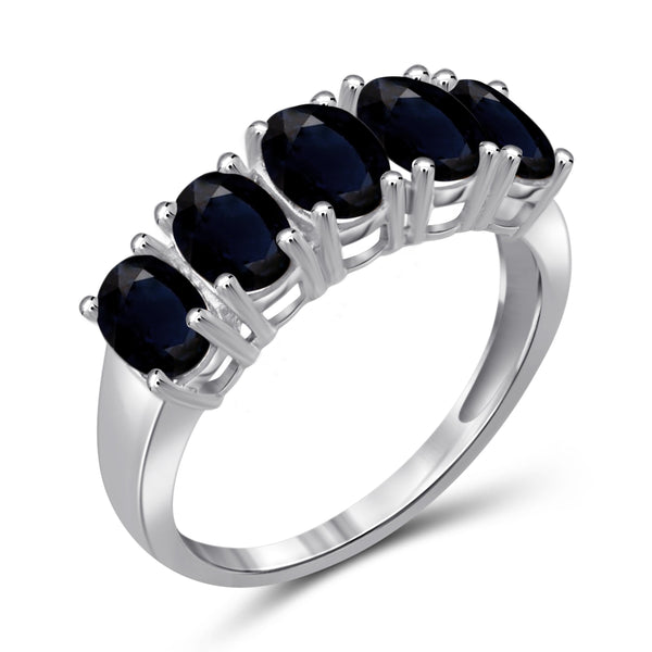 JewelonFire 3.30 Carat T.G.W. Sapphire Sterling Silver Ring - Assorted Colors