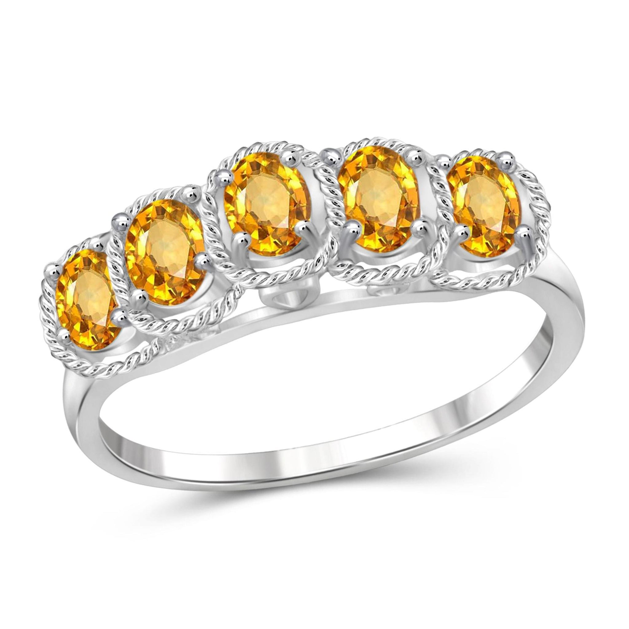 JewelonFire 1.00 Carat T.G.W. Citrine Sterling Silver Ring - Assorted Colors