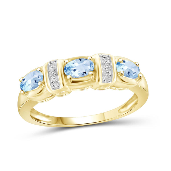 JewelonFire 3/4 Carat T.G.W. Sky Blue Topaz And White Diamond Accent Sterling Silver Ring - Assorted Colors