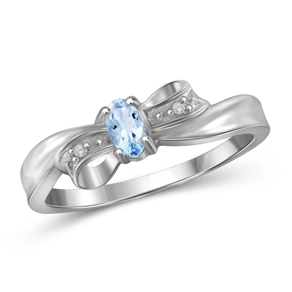 JewelonFire 1/4 Carat T.G.W. Sky Blue Topaz And White Diamond Accent Sterling Silver Ring - Assorted Colors
