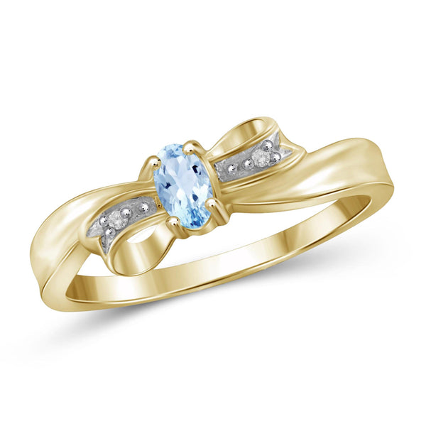 JewelonFire 1/4 Carat T.G.W. Sky Blue Topaz And White Diamond Accent Sterling Silver Ring - Assorted Colors