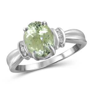 JewelonFire 1.85 Carat T.G.W. Green Amethyst and White Diamond Accent Sterling Silver Ring - Assorted Colors