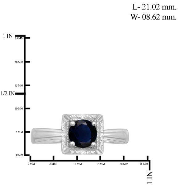 JewelonFire 1 1/5 Carat T.G.W. Sapphire and White Diamond Accent Sterling Silver Ring - Assorted Colors
