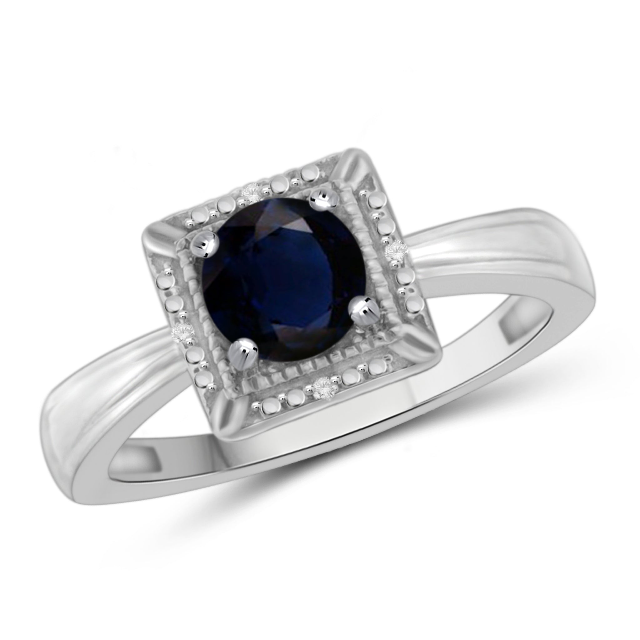 JewelonFire 1 1/5 Carat T.G.W. Sapphire and White Diamond Accent Sterling Silver Ring - Assorted Colors