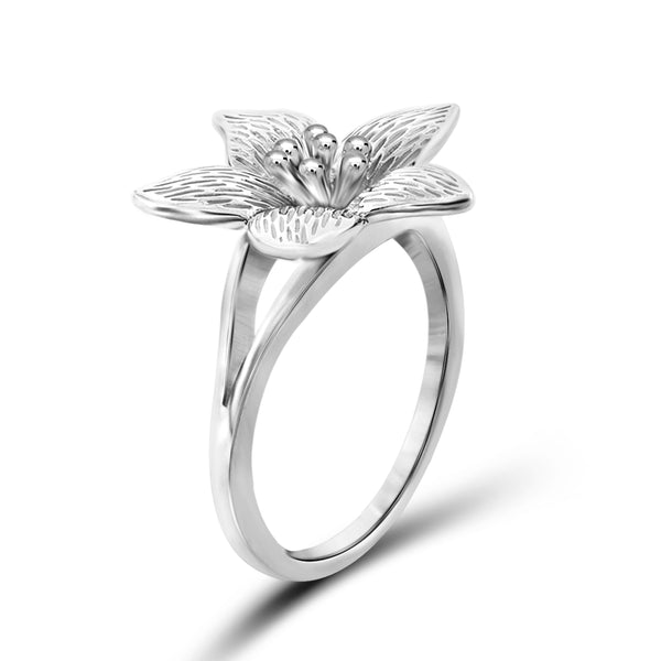 JewelonFire Sterling Silver Blossoming Beauty Flower Ring - Assorted Colors