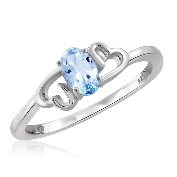 JewelonFire 1/2 Carat T.G.W. Sky Blue Topaz Sterling Silver Ring - Assorted Colors