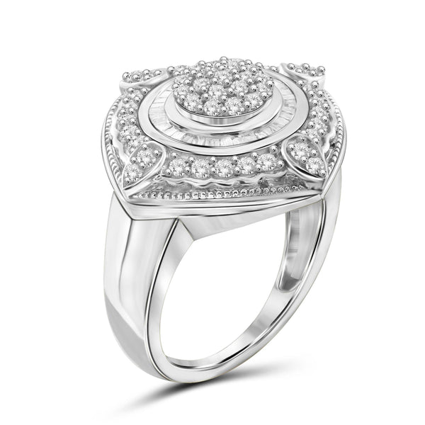 JewelonFire 1 Carat T.W. White Diamond Sterling Silver Ring