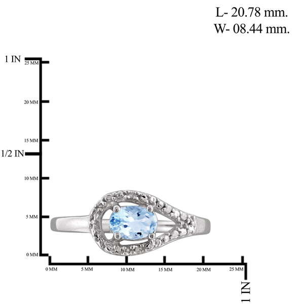 JewelonFire 1/2 Carat T.G.W. Sky Blue Topaz And White Diamond Accent Sterling Silver Ring - Assorted Colors