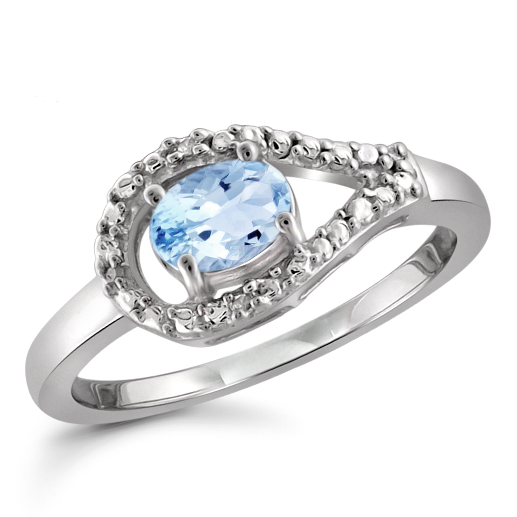 JewelonFire 1/2 Carat T.G.W. Sky Blue Topaz And White Diamond Accent Sterling Silver Ring - Assorted Colors