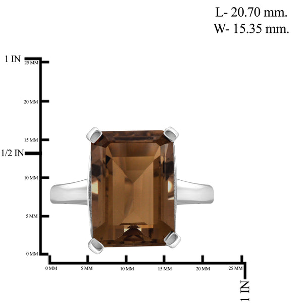 JewelonFire 6 3/4 Carat T.G.W. Smoky Quartz Sterling Silver Ring - Assorted Colors