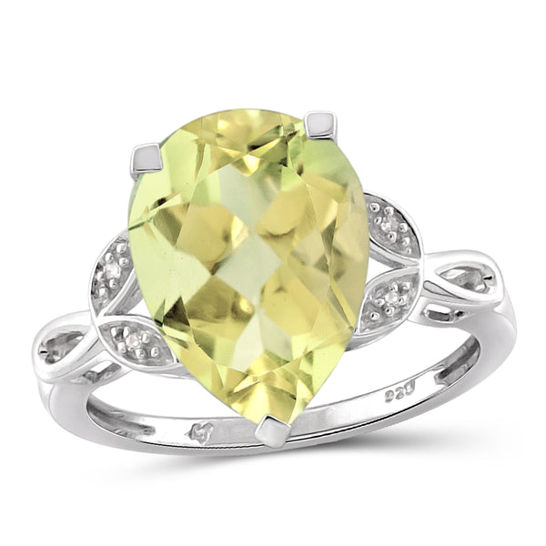 JewelonFire 5.00 Carat T.G.W. Lemon Quartz And White Diamond Accent Sterling Silver Ring - Assorted Colors