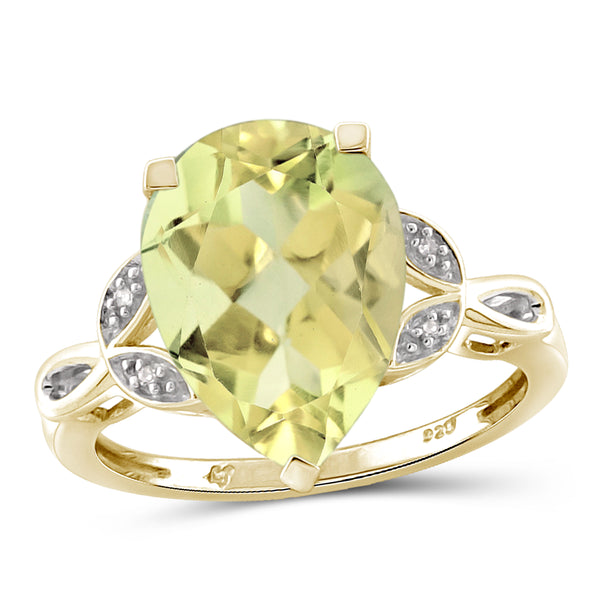 JewelonFire 5.00 Carat T.G.W. Lemon Quartz And White Diamond Accent Sterling Silver Ring - Assorted Colors