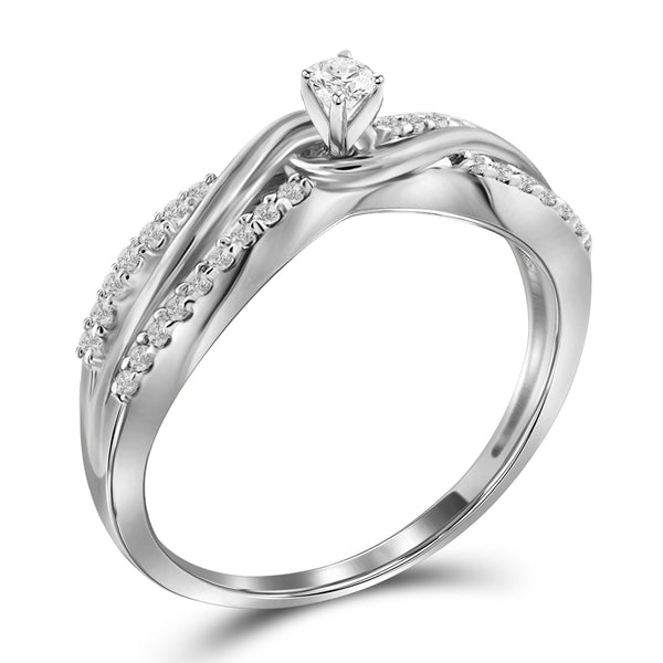 Jewelnova 1/4 Carat T. W. White Diamond 10K Gold Engagement Ring - Assorted Colors