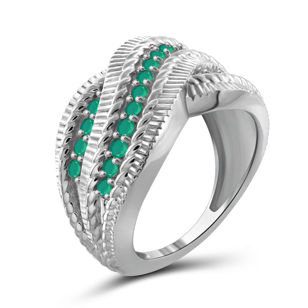 JewelonFire 1.33 Carat T.G.W. Emerald Sterling Silver Ring - Assorted Colors