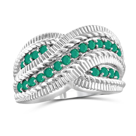 JewelonFire 1.33 Carat T.G.W. Emerald Sterling Silver Ring - Assorted Colors