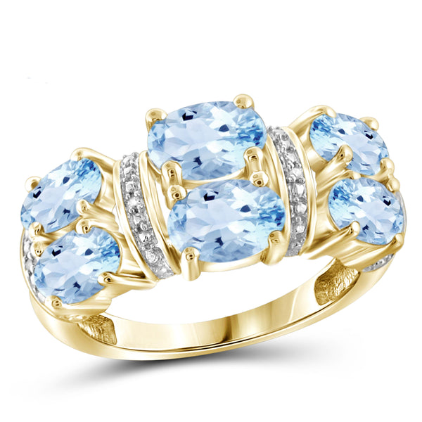 JewelonFire 4 1/2 Carat T.G.W. Sky Blue Topaz And White Diamond Accent Sterling Silver Ring - Assorted Colors