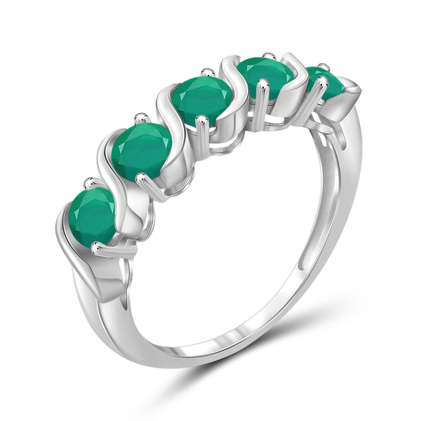 JewelonFire 1 1/2 Carat T.G.W. Emerald Sterling Silver Band- Assorted Colors