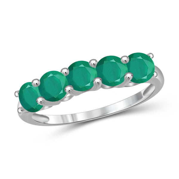 JewelonFire 1 1/2 Carat T.G.W. Emerald Sterling Silver Band- Assorted Colors