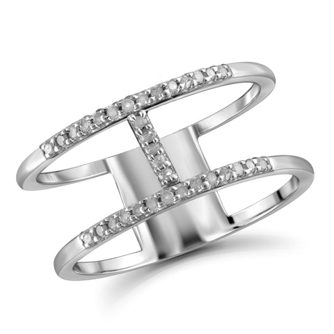 JewelonFire White Diamond Accent Sterling Silver "H" Ring - Assorted Colors