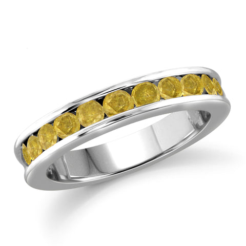 JewelonFire 1.00 Carat T.W. Yellow Diamond Sterling Silver Band Ring