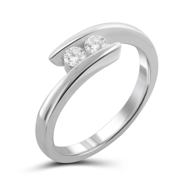 Jewelnova 1/10 Carat T.W. White Diamond 10K White Gold Promise Ring - Assorted Colors