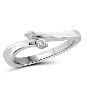 Jewelnova 1/10 Carat T.W. White Diamond 10K White Gold Two Stone Ring