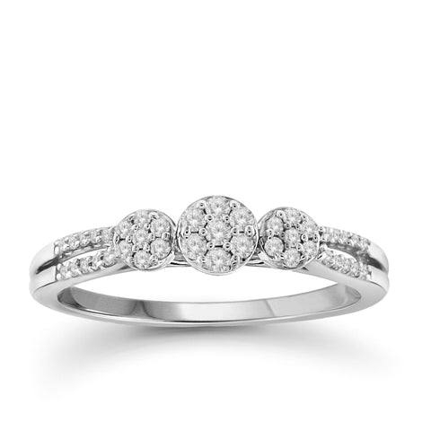 Jewelnova 1/4 Carat T.W. White Diamond 10K Gold Cluster Ring - Assorted Colors