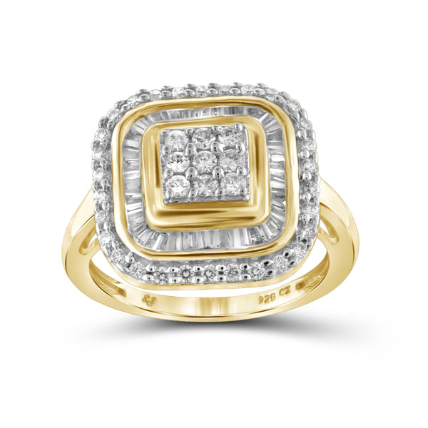Jewelnova 1.00 Carat T.W. White Diamond 10K Gold Cushion Shape Ring - Assorted Colors