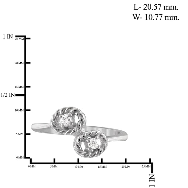 Jewelnova White Diamond Accent 10K White Gold Two Stone Engagement Ring - Assorted Colors