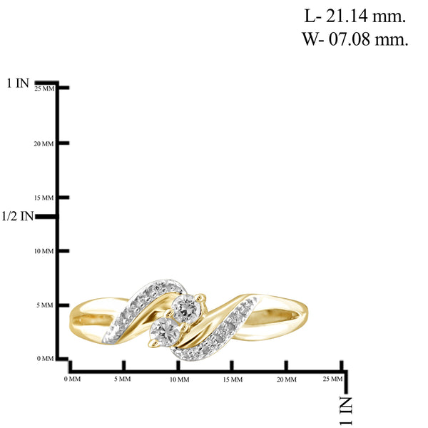 Jewelnova 1/7 Carat T.W. White Diamond 10K Yellow Gold Two Stone Ring