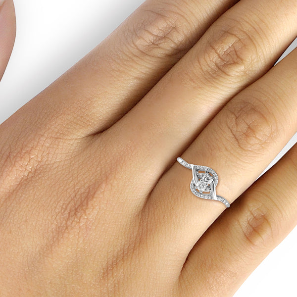 Jewelnova 1/5 Carat T.W. White Diamond 10K White Gold Promise Ring - Assorted Colors