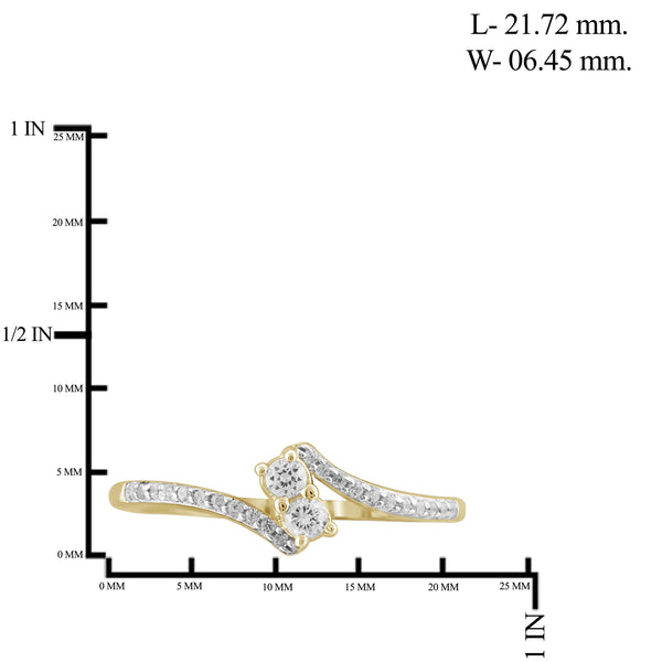 Jewelnova 1/4 Carat T.W. White Diamond 10K Yellow Gold Two Stone Engagement Ring
