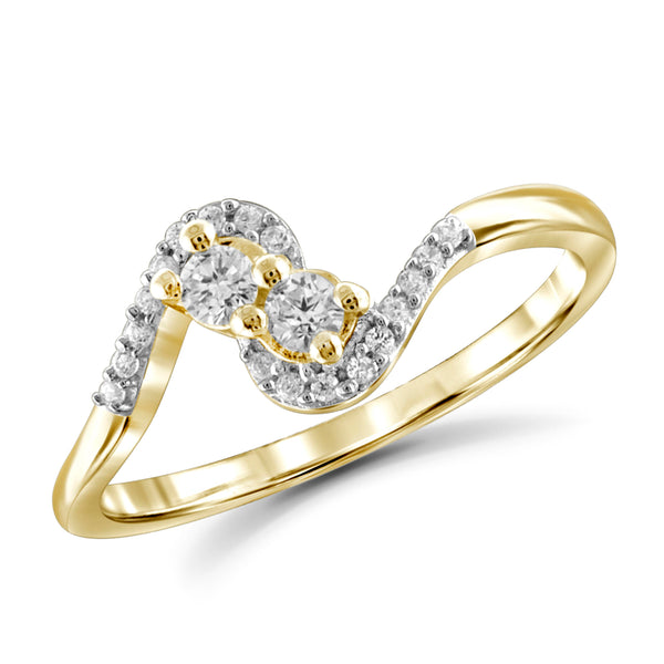 Jewelnova 1/4 Carat T.W. White Diamond 10K Gold Two Stone Ring - Assorted Colors