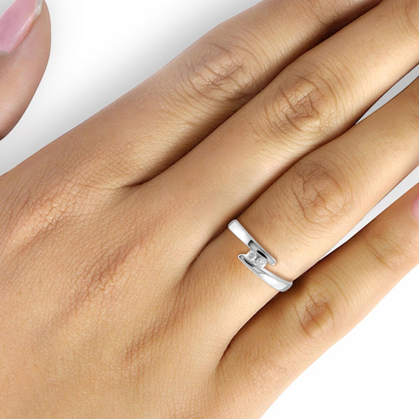 Jewelnova 1/4 Carat T.W. White Diamond 10K White Gold Two Stone Engagement Ring - Assorted Colors