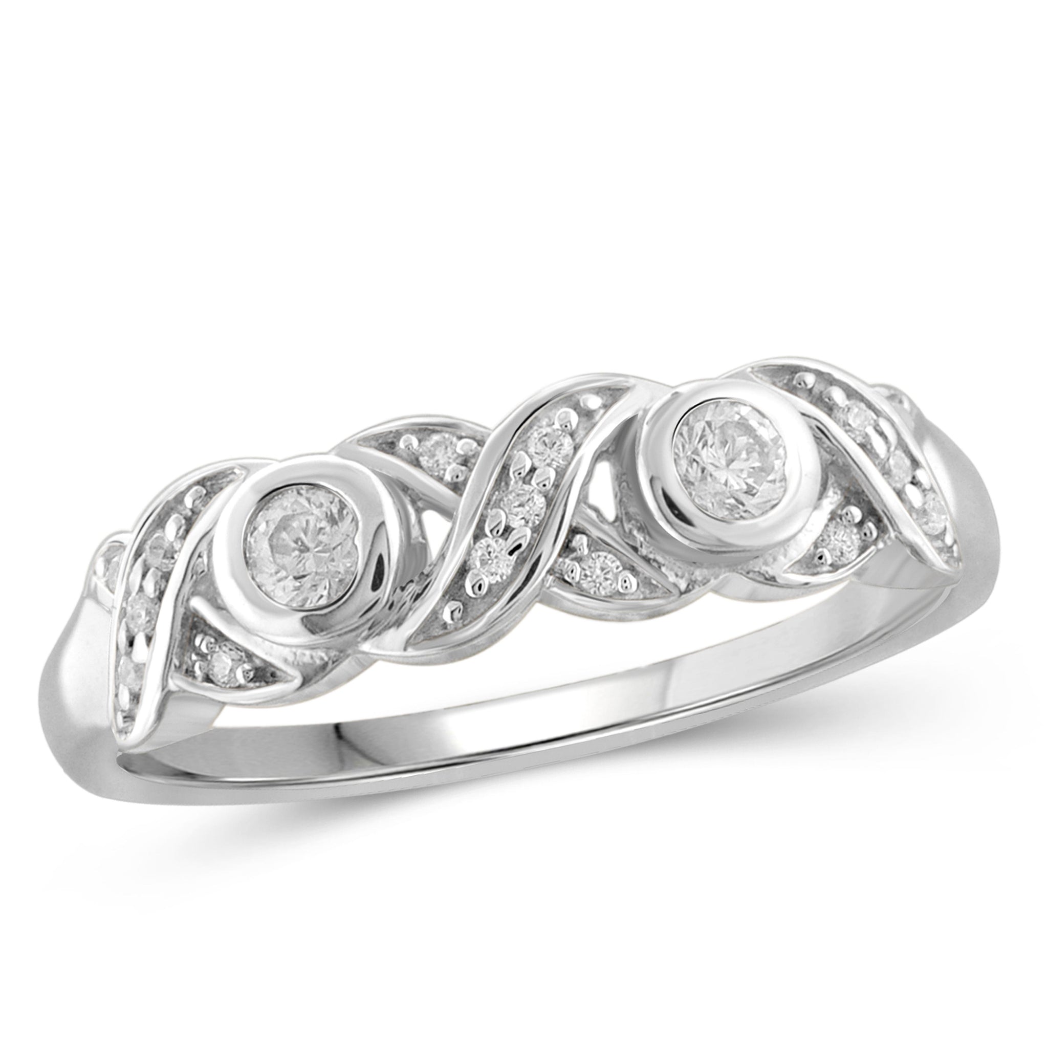 Jewelnova 1/4 Carat T.W. White Diamond 10K Gold Two Stone Ring - Assorted Colors
