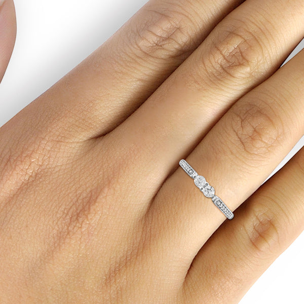 Jewelnova 1/4 Carat T.W. White Diamond 10K White Gold Promise Ring - Assorted Colors