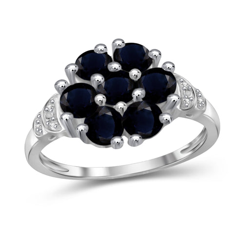 JewelonFire 2 3/4 Carat T.G.W. Sapphire And White Diamond Accent Sterling Silver Ring- Assorted Colors