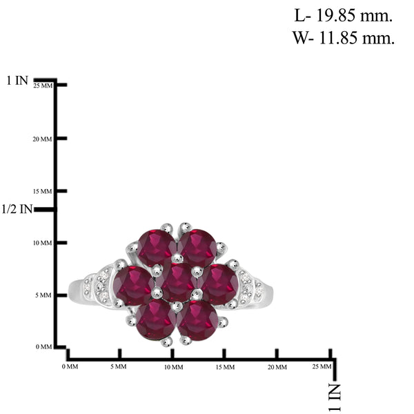 JewelonFire 2 1/3 Carat T.G.W. Ruby And White Diamond Accent Sterling Silver Ring- Assorted Colors