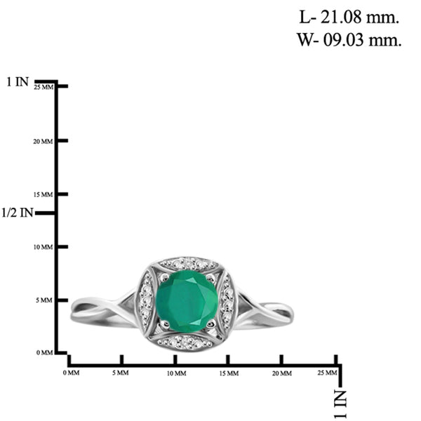 JewelonFire 1/2 Carat T.G.W. Emerald and White Diamond Accent Sterling Silver Promise Ring - Assorted Colors