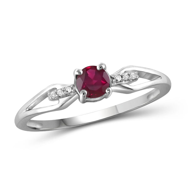 JewelonFire 3/4 Carat T.G.W. Ruby and White Diamond Accent Sterling Silver Ring - Assorted Colors