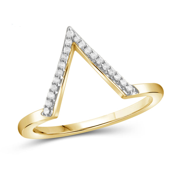 JewelonFire White Diamond Accent Sterling Silver Triangle Shape Open Ring - Assorted Colors