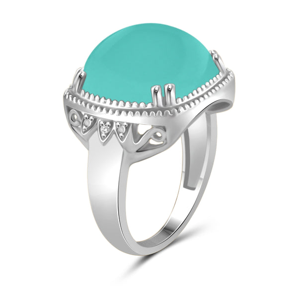 JewelonFire 10 3/4 Carat T.G.W. Chalcedony And White Diamond Accent Sterling Silver Fashion Ring