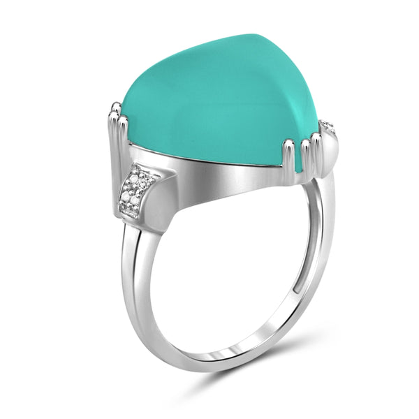 JewelonFire 13 3/4 Carat T.G.W. Chalcedony And White Diamond Accent Sterling Silver Fashion Ring