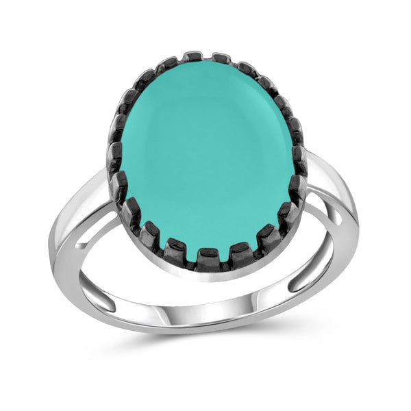 JewelonFire 9 3/4 Carat T.G.W. Chalcedony Sterling Silver With Black Rhodium Plated Fashion Ring